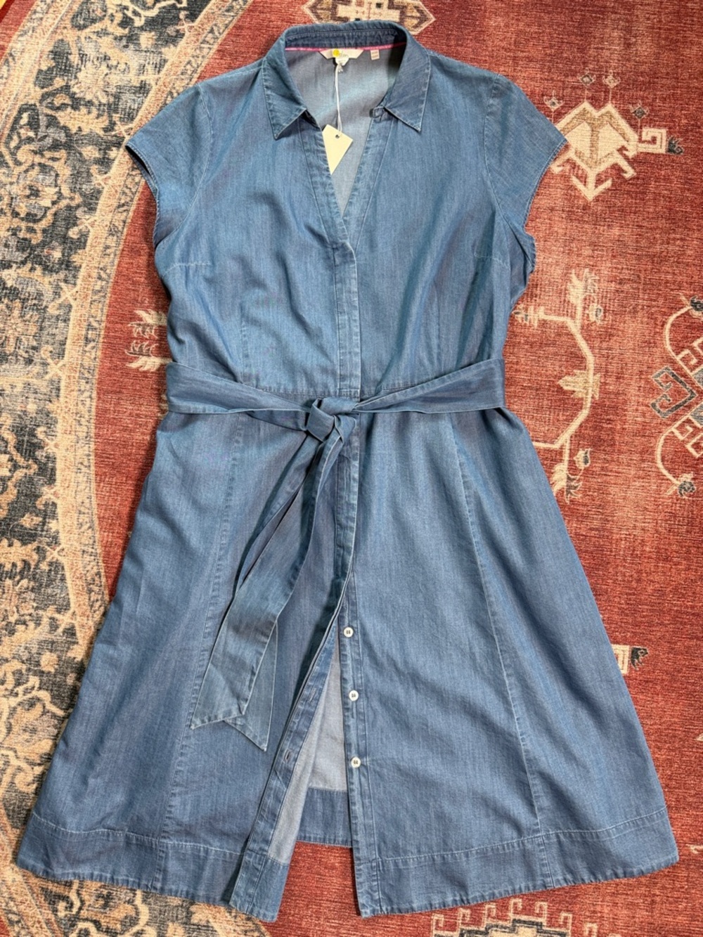 BODEN Chambray Belted Shirt Dress NWT Size 14
